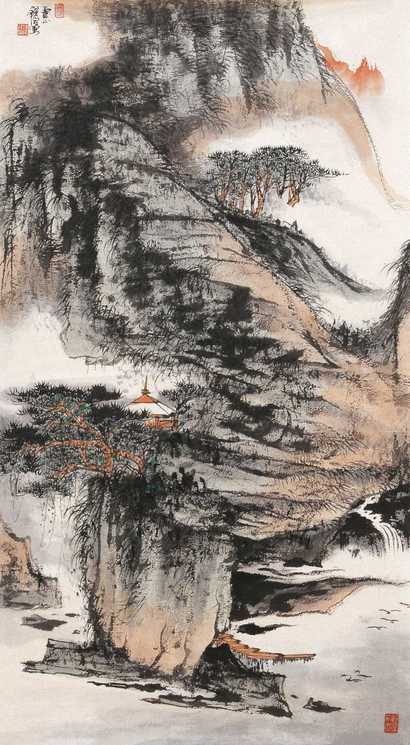 钱浚 山水 镜心